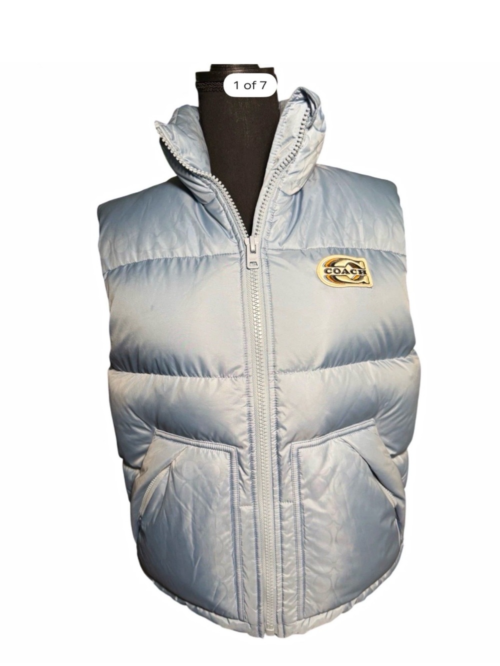 Coach Pale Blue Quilted Jacket Interior Label